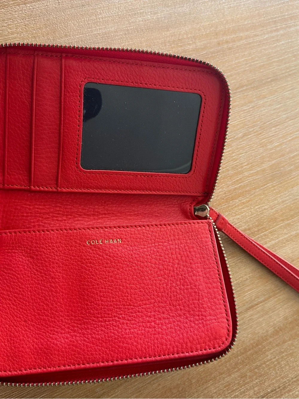 Cole Haan Red Pebbled Leather Wristlet